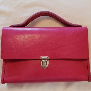Hot Pink Leather Top Handle Handbag